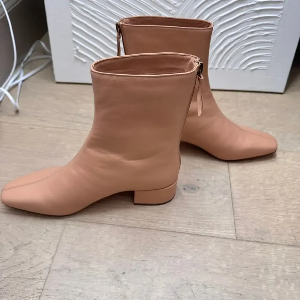 J Crew Roxie Center Seam Boots Leather Tan Size 6.5 BA 736